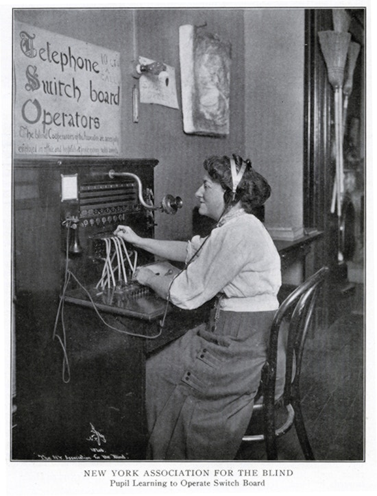 Woman operating switchboard