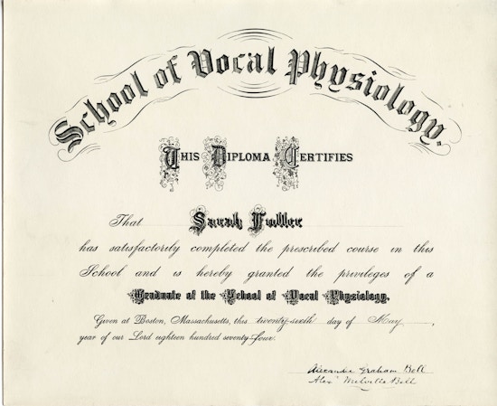 Diploma for "Scool of Vocal Physiology".