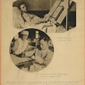 Exhibit poster showing two scenes of men in hospitals recovering from war wounds - simple designing while still in bed ; an American soldier begins again to take an interest in life.