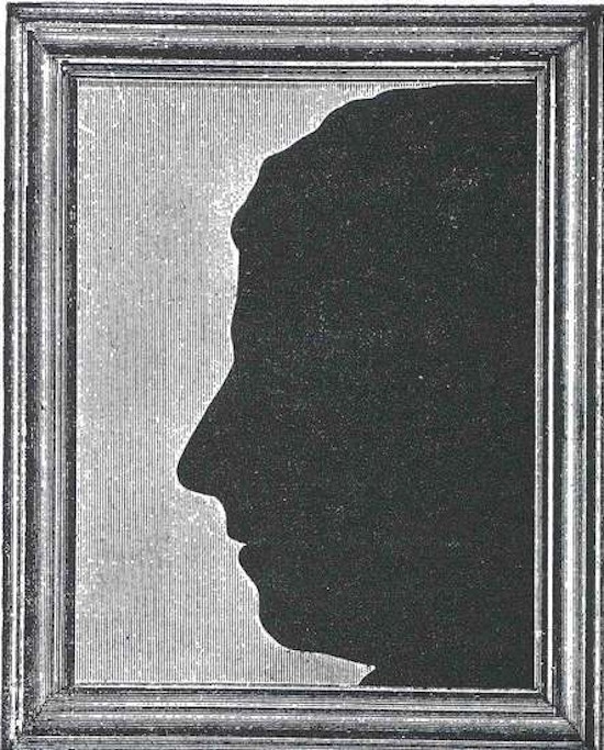 Framed silhouette of Alice Cogswell.