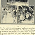 Three photographs of physical therapists and patients walking.