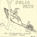 Cartoon of a man in a small tank going uphill pulling a wheelchair.