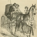 A weeping young man and a young woman in a horse-drawn buggy.