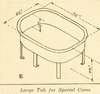 A drwing of a large bathtub with legs.