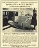 An advertisement with a chauffeur pushing a woman in a wheelchair into a car.