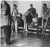 Two naked men with four patially dressed men on a ward.