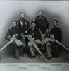 A group of five soldiers showing amputations of their lower legs