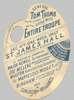 Reverse side of advertising card shaped like artist's palette.