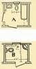 Drawings of two designs for accessible bathrooms.