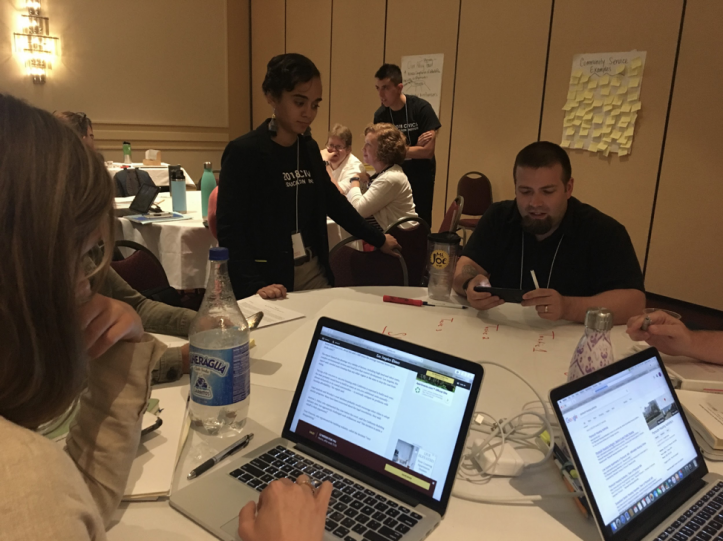 Youth Facilitator Carla Duran, Lowell High School grad, supports teachers as they map curriculum under the new 2018 Massachusetts History and Social Science standards. Photo by Rich Cairn.