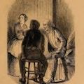 A man points at an unseen figure, a man and a woman next to him.