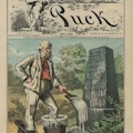 Print shows George F. Hoar standing in front of a monument that states To the Eternal Shame of Massachus'tts - Conceived in Corruption Erected in Humanity [?] Tewkesbury; his hat labeled Republicans is under one foot, the other foot in a bucket of whitewash labeled The Republican Report, he is holding a large brush with which he has attempted to cover up the text on the stone. This cartoon refers to disturbing events that took place at the State Almshouse at Tewksbury, Massachusetts, prior to 1883.