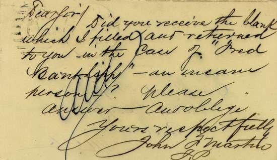 Handwritten Text - from John J. Martin