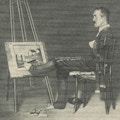 A man paints with his foot.