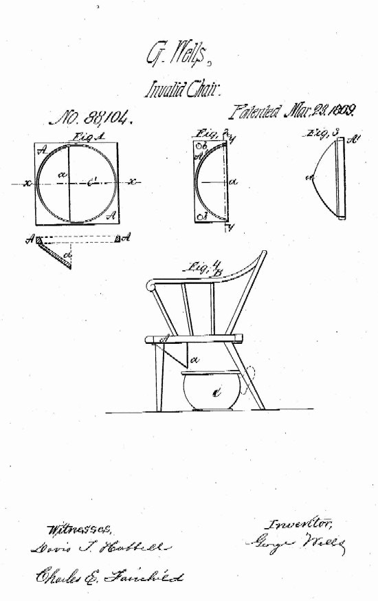 Design drawing for G. Wells Invalid Chair.